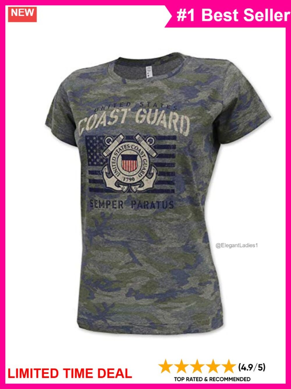 Military Graphic Tee Camo Stencil T-Shirt Short Sleeve Round Neck